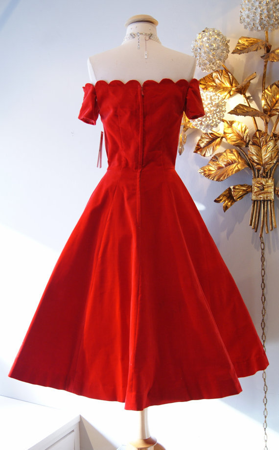 Vintage Red Tea Length Dress